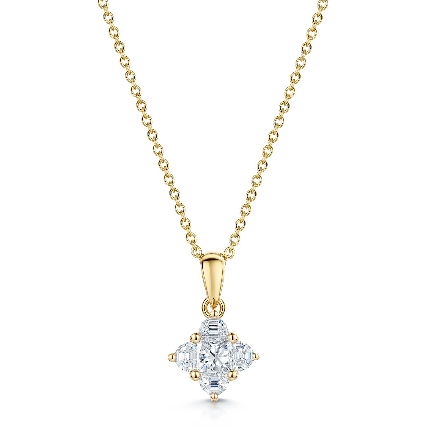 Berry's 18ct Yellow Gold Princess Cut & Half Moon Diamond Pendant - Berry's Jewellers
