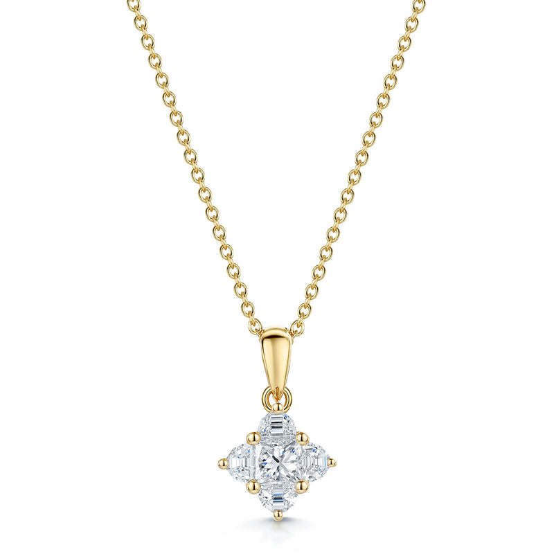 Berry's 18ct Yellow Gold Princess Cut & Half Moon Diamond Pendant - Berry's Jewellers