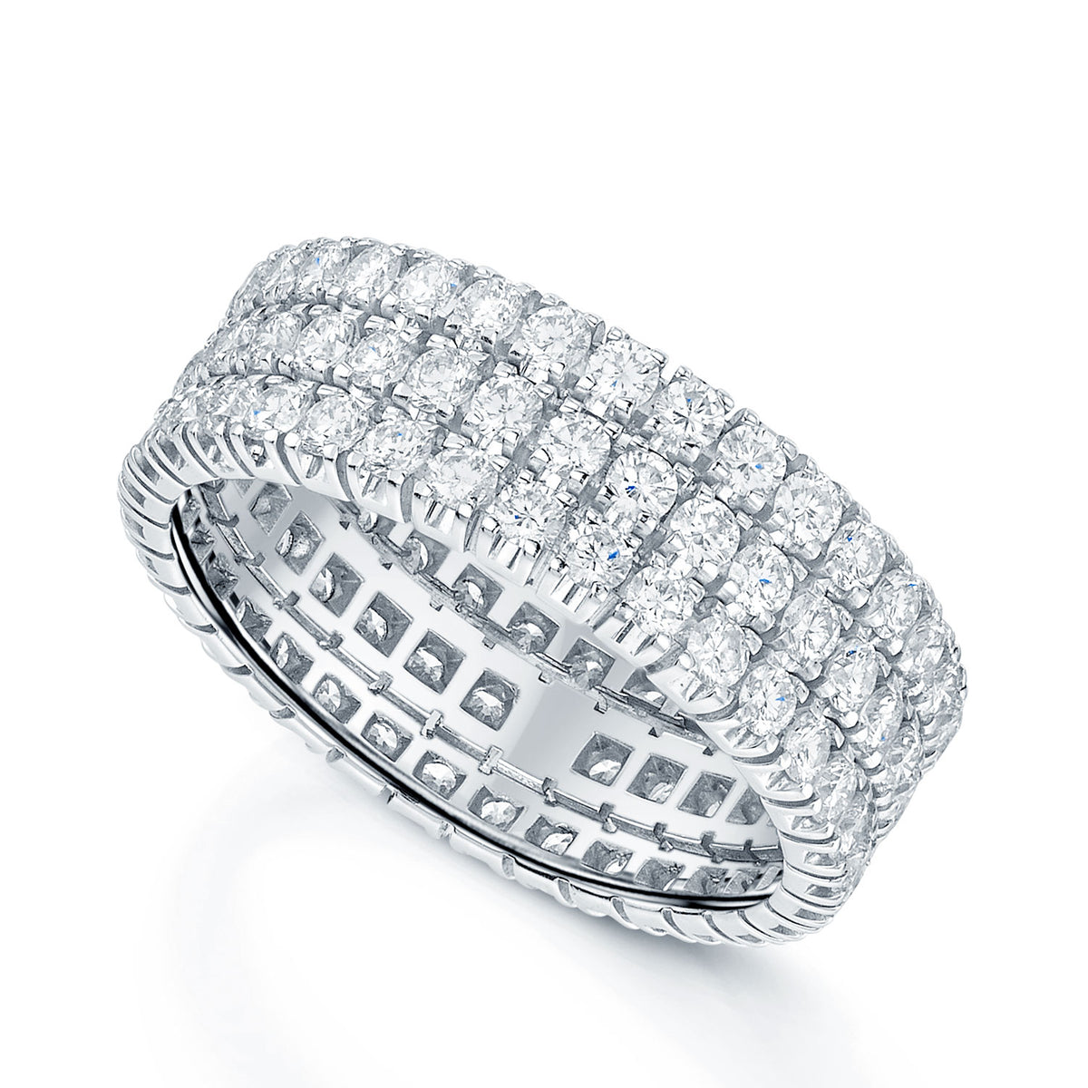 18ct White Gold Triple Row Full Eternity Ring