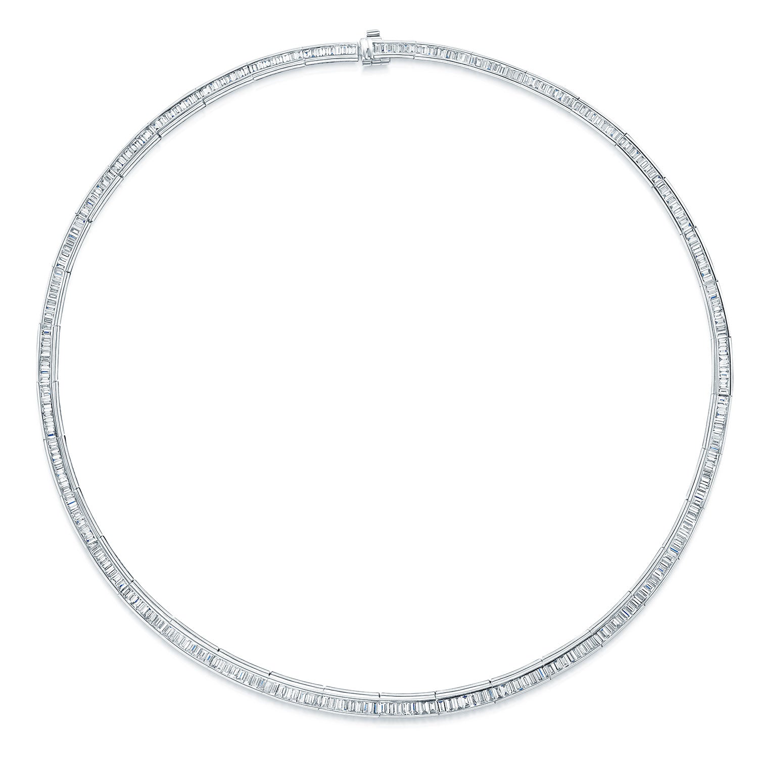 18ct White Gold Baguette Cut Diamond Channel Set Collarette
