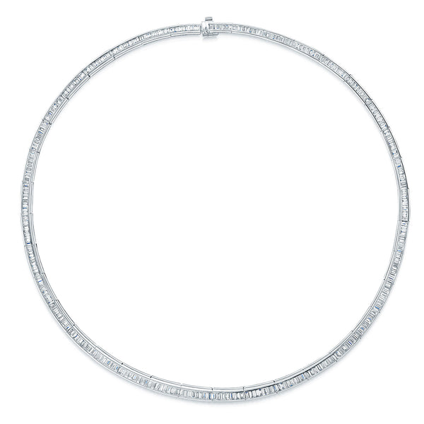 18ct White Gold Baguette Cut Diamond Channel Set Collarette