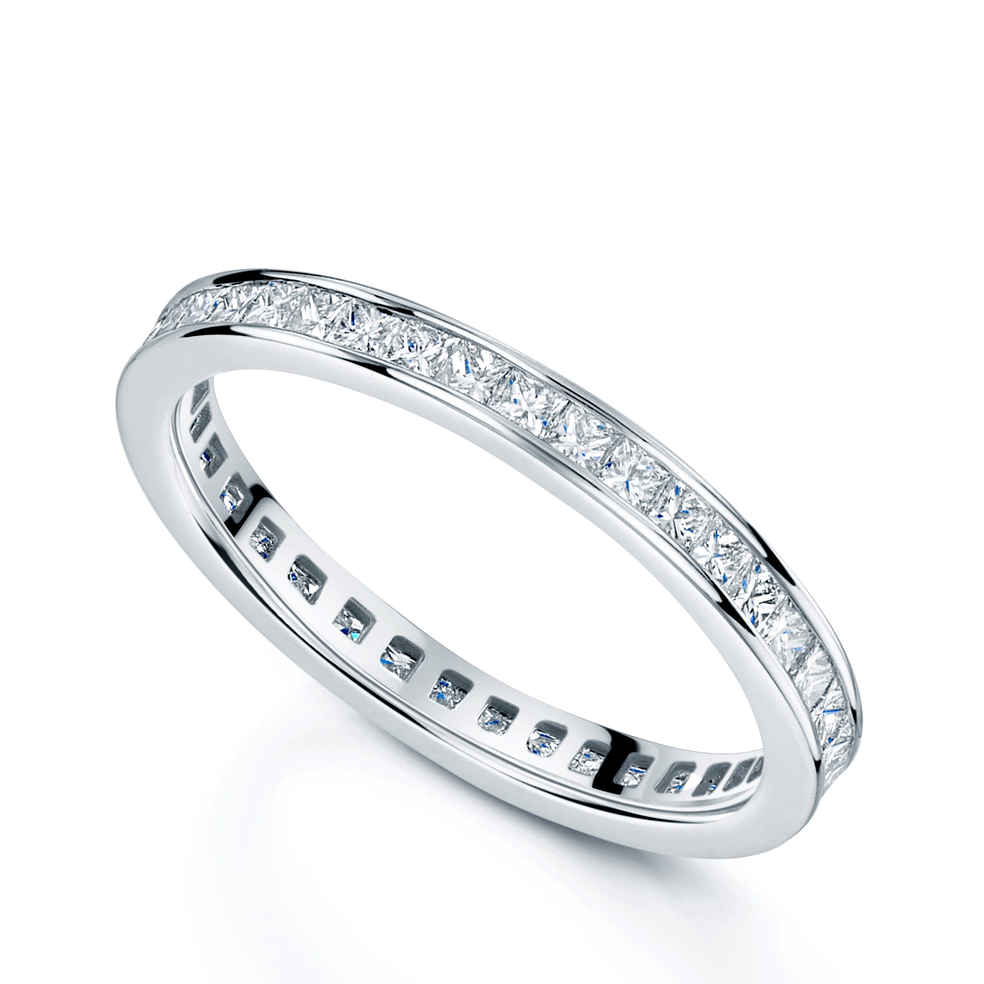 18ct White Gold Princess Cut Diamond Full Channel Set Eternity Ring