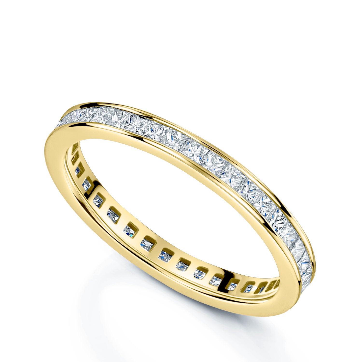 18ct Yellow Gold Channel Set Princess Cut Diamond Full Eternity Ring