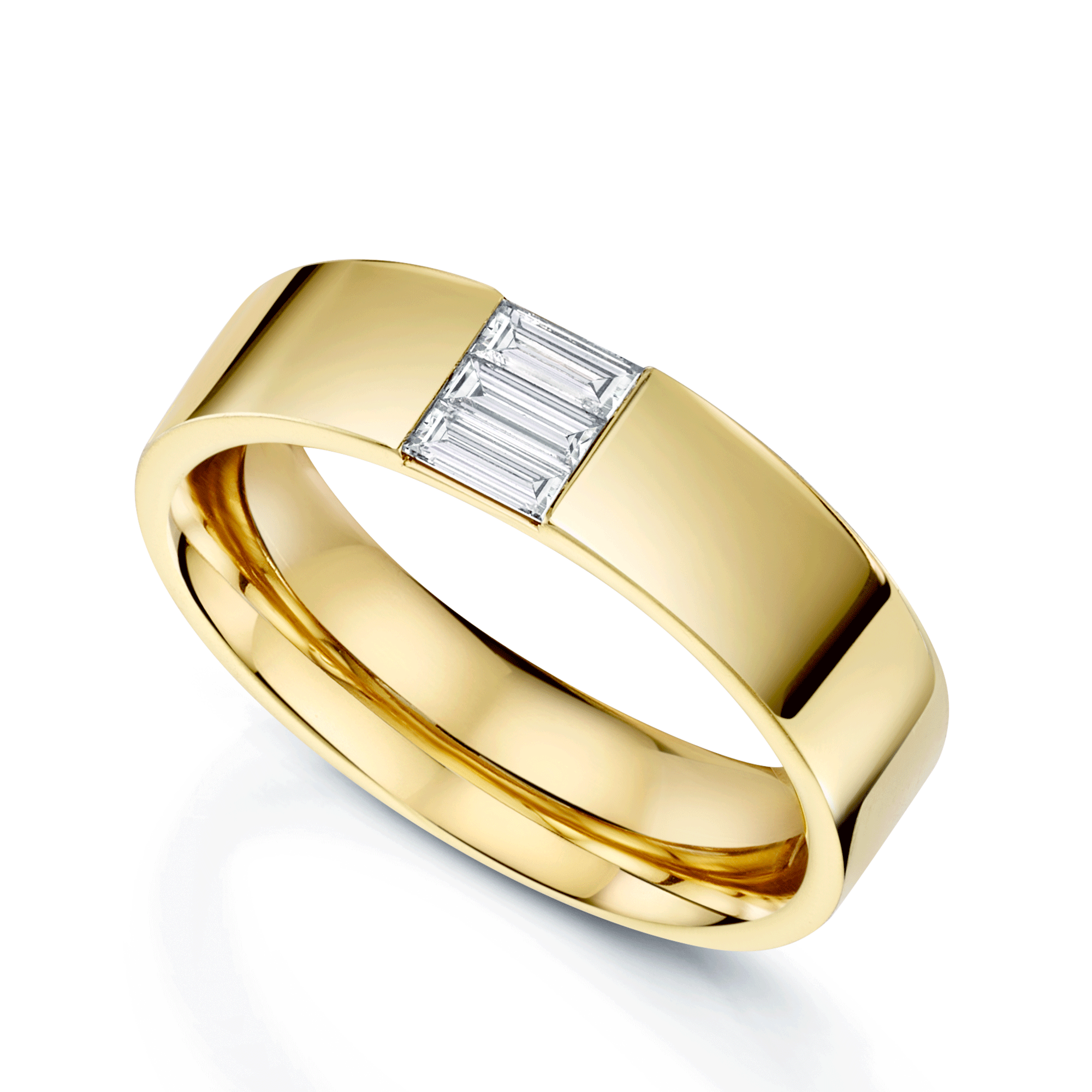 18ct Yellow Gold Baguette Diamond Wide Dress Ring