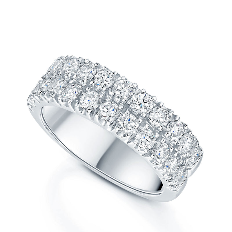 Berry's Platinum Round Brilliant Cut Diamond Two Row Half Eternity Ring - Berry's Jewellers