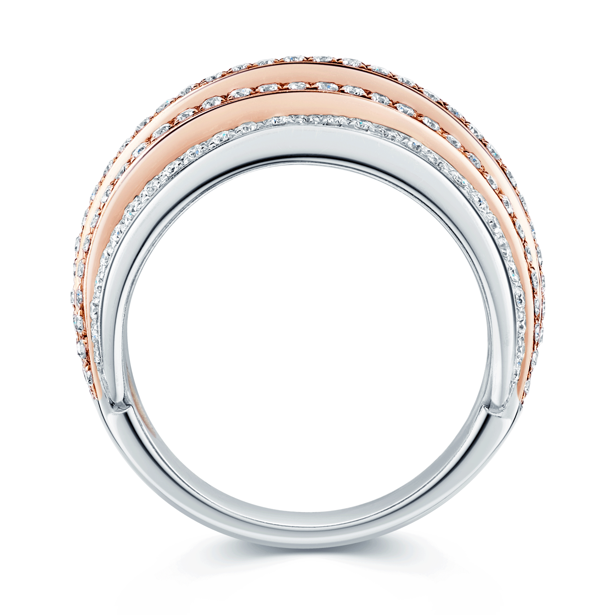 18ct White And Rose Gold Diamond Five Strand Dress Ring
