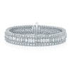 Platinum Round Brilliant Cut And Baguette Cut Diamond Three Row Tennis Bracelet