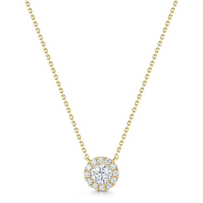 Berry's 18ct Yellow Gold Round Brilliant Cut Diamond Halo Pendant - Berry's Jewellers