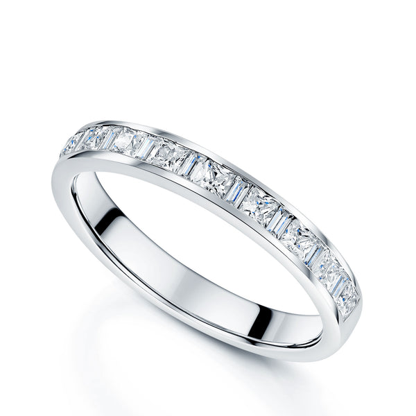 Berry's Platinum Baguette And Princess Cut Diamond Channel Set Wedding Ring - Berry's Jewellers