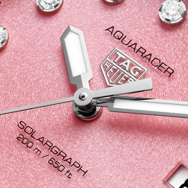TAG Heuer Aquaracer Professional 200 Solargraph 34mm Pink Diamond Dial Watch - Berry's Jewellers
