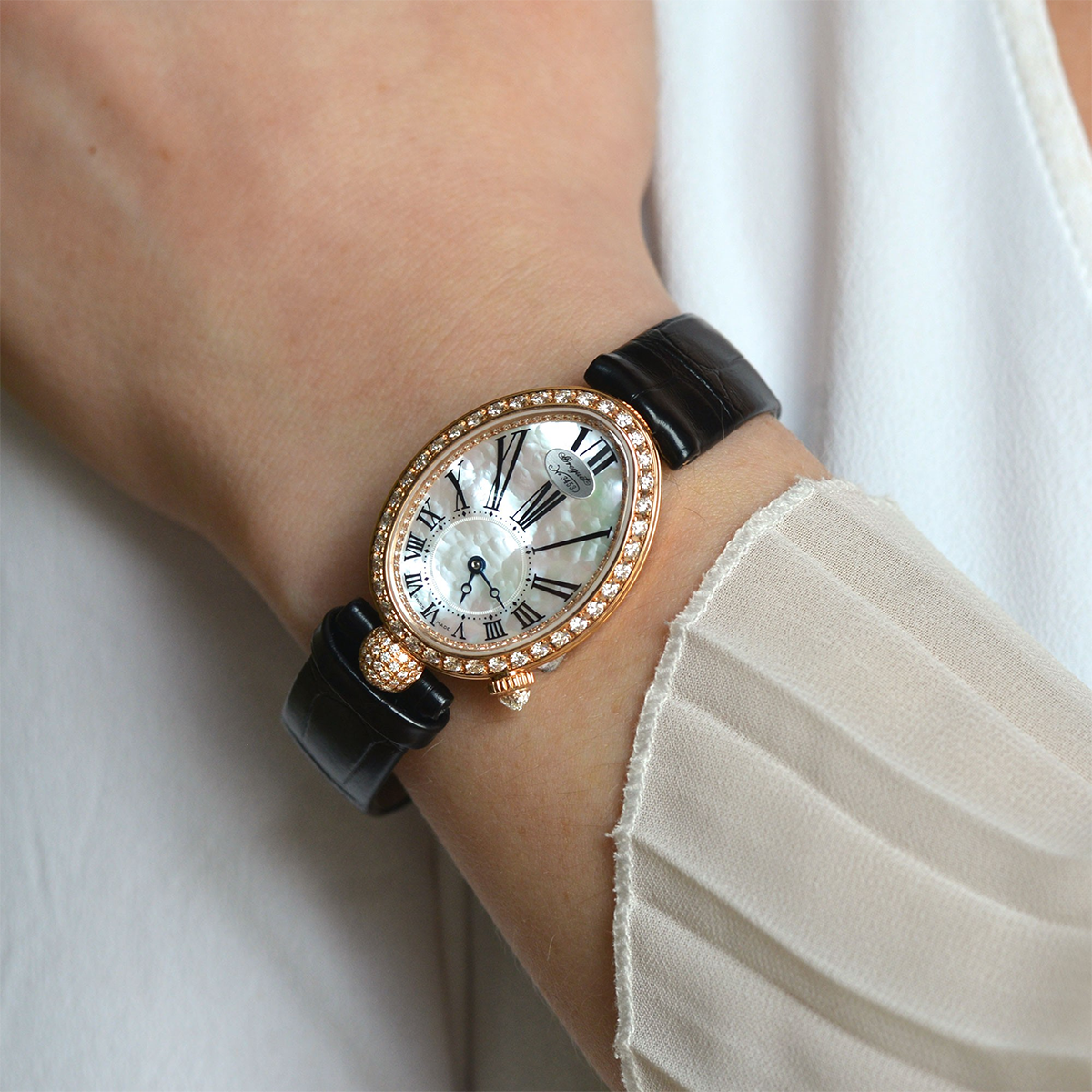 Breguet Reine de Naples 18ct Rose Gold & Mother of Pearl Strap Watch - Berry's Jewellers