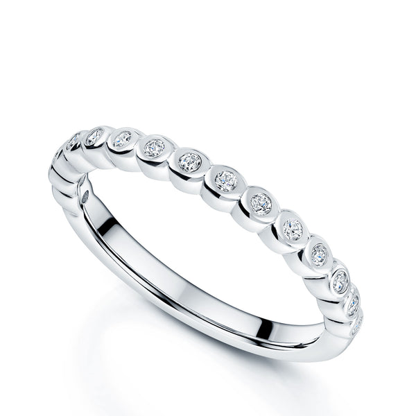 Berry's Platinum Round Brilliant Cut Diamond Rub Over Half Set Wedding Ring - Berry's Jewellers