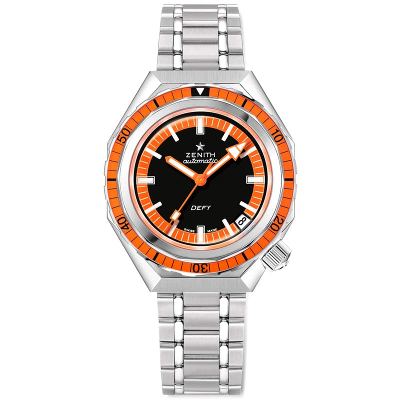 Zenith DEFY Revival 37mm Black/Orange Dial Bracelet Watch - Berry's Jewellers