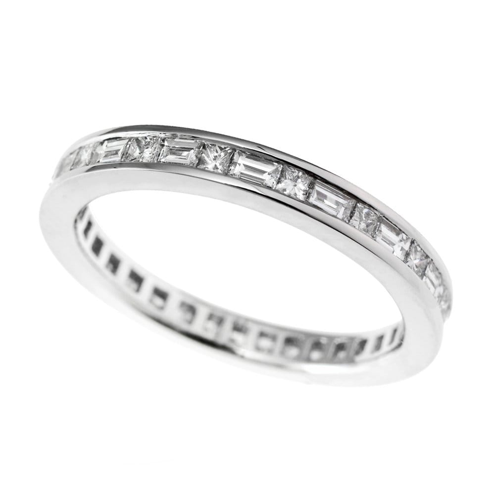 Platinum Princess & Baguette Cut Diamond Eternity Ring