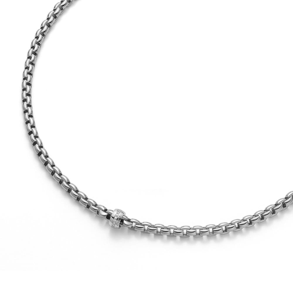 Eka 18ct White Gold Necklace With Diamond Set Rondel