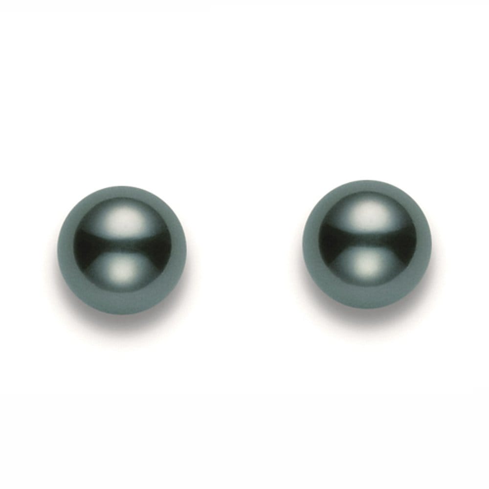 Classic Collection White Gold Black Pearl Stud Earrings