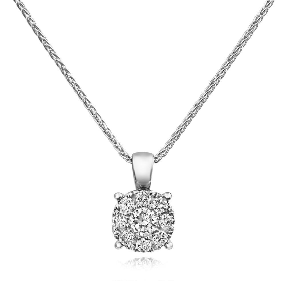 18ct White Gold Diamond Cluster Pendant From Berry's Jewellers