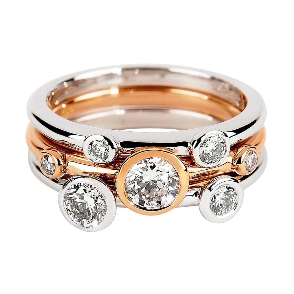 18ct White & Rose Gold Three Band Dress Ring