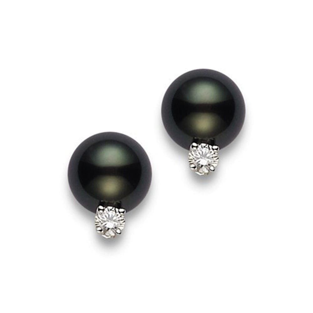 18ct White Gold Black South Sea Cultured Pearl Stud Earrings