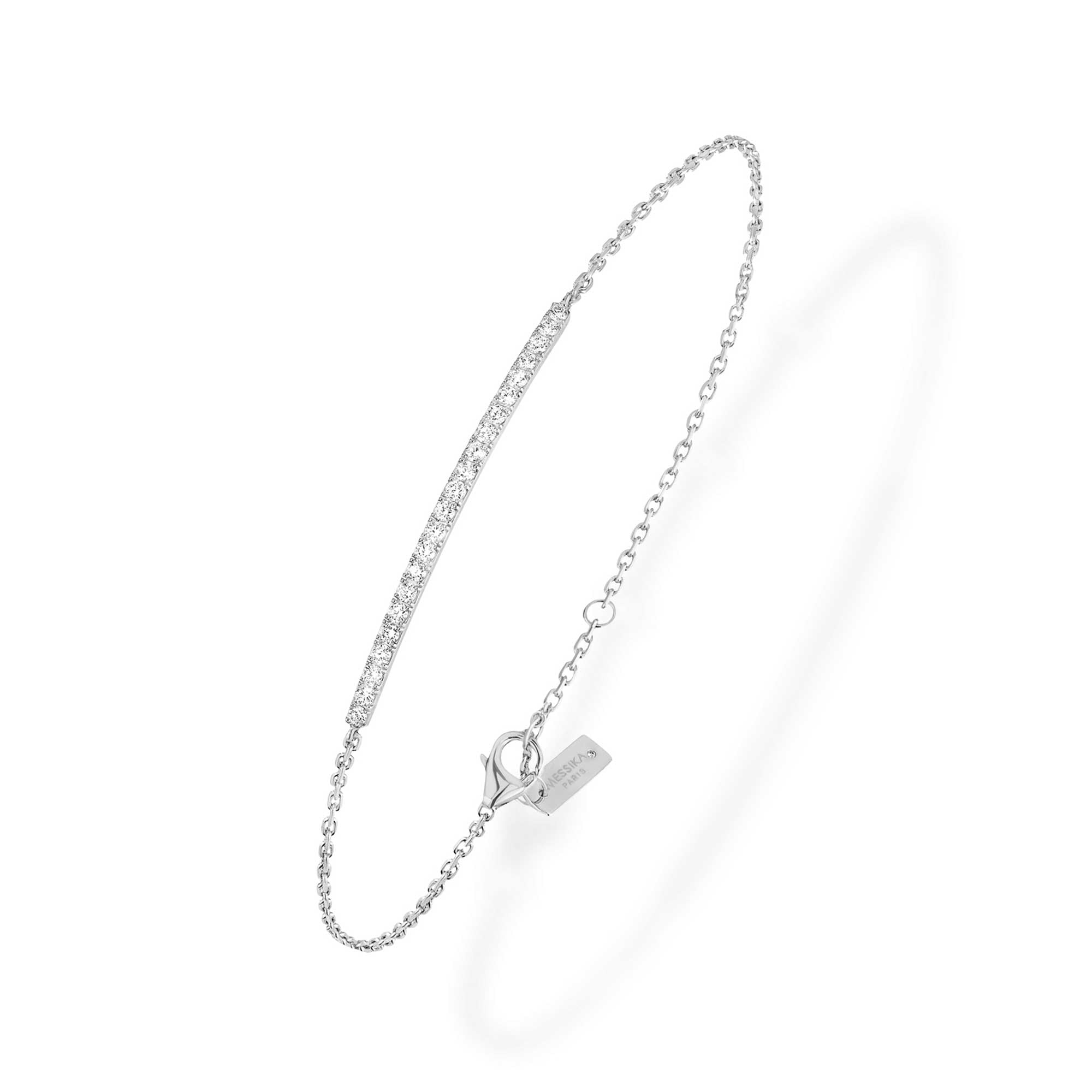 18ct White Gold Gatsby Pave Set Diamond Bar Bracelet