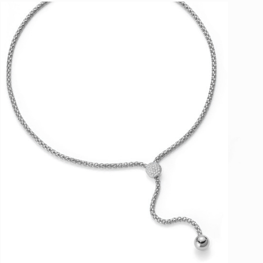 Solo 18ct White Gold Necklace With Diamond Rondel And Drop Pendant