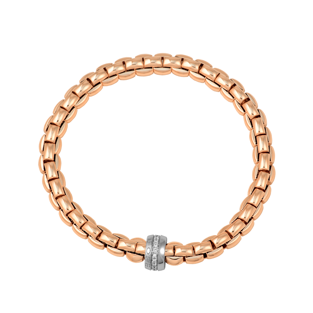 Eka 18ct Rose Gold Bracelet With White Gold Diamond Set Rondel