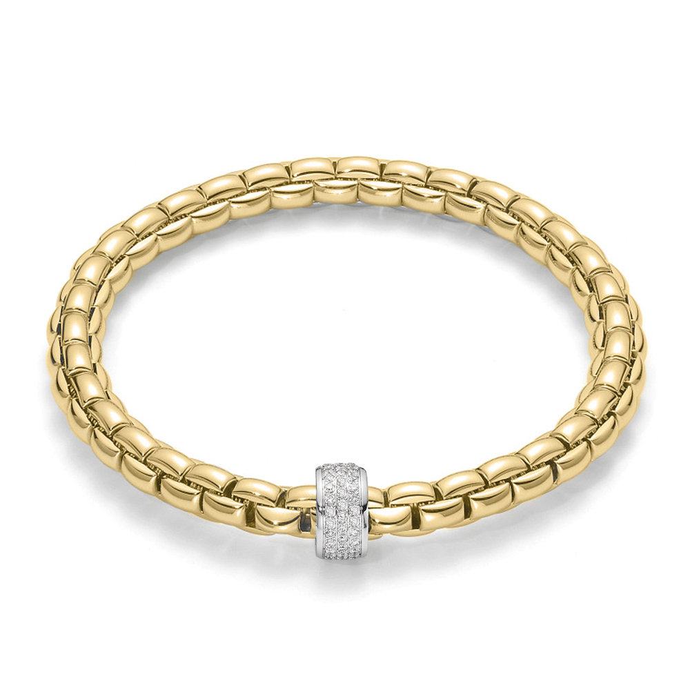 Eka 18ct Yellow Gold Bracelet With White Gold Diamond Set Rondel
