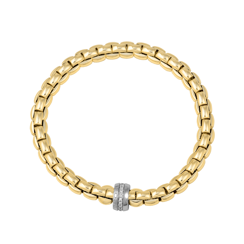 Eka 18ct Yellow Gold Bracelet With White Gold Diamond Set Rondel