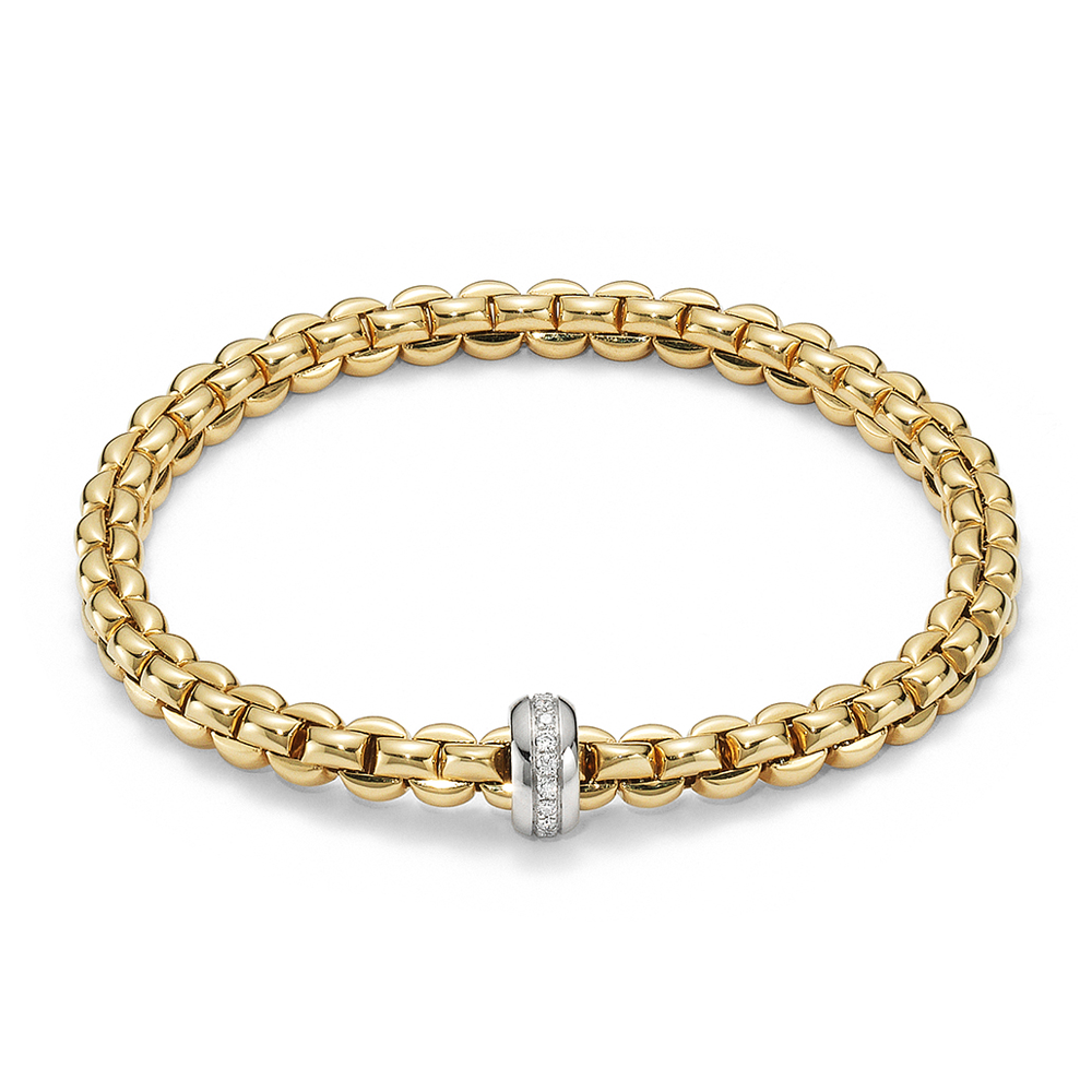 Eka 18ct Yellow Gold Bracelet With Single Diamond Set Rondel
