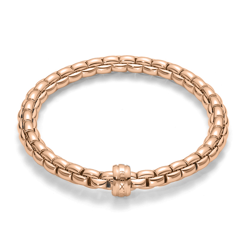 Flex'it Eka 18ct Rose Gold Bracelet With Rose Gold Plain Rondel