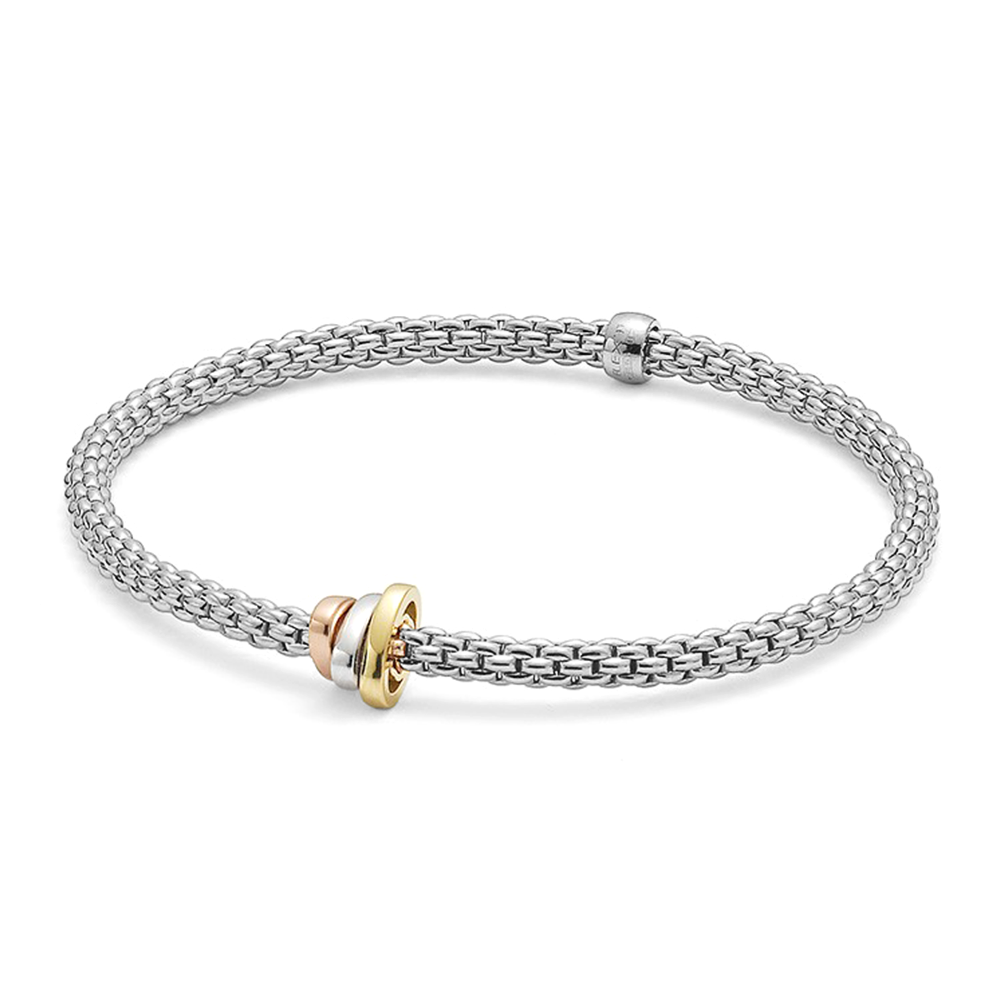 Prima 18ct White Gold Bracelet With Multi-Tone Rondels