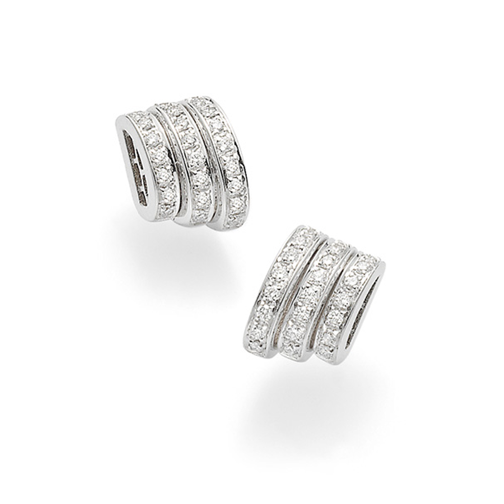 Prima 18ct White Gold Stud Earrings With Pave Set Diamonds