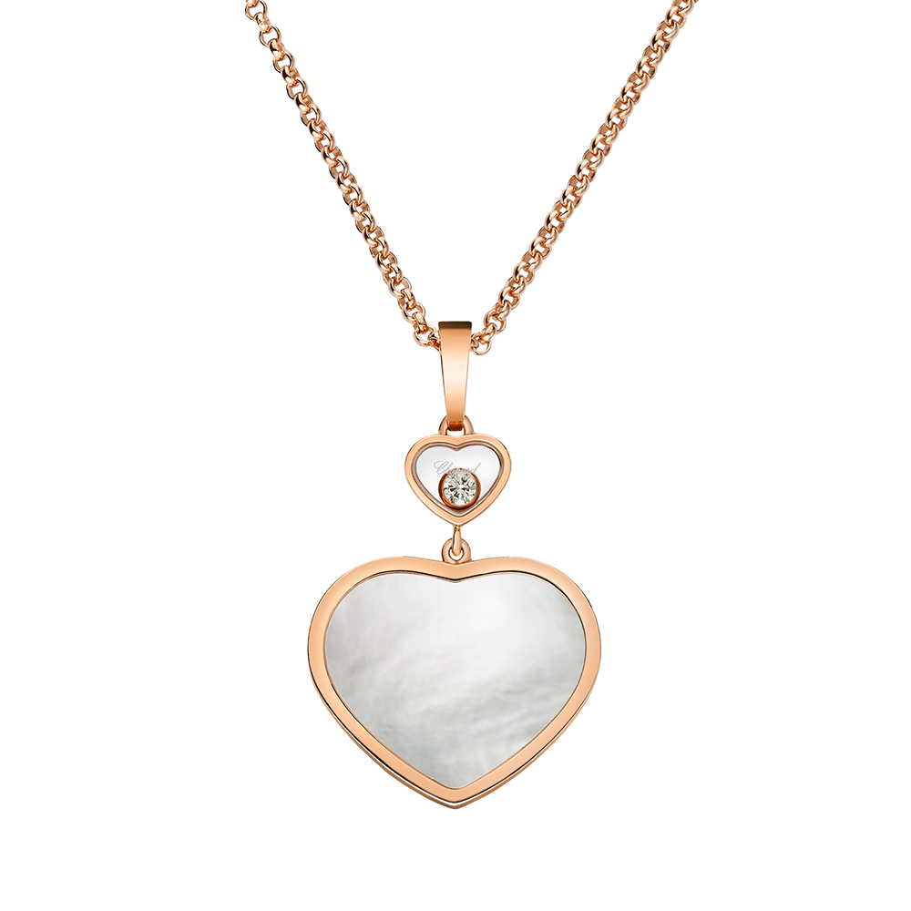 18ct Rose Gold Happy Hearts Mother of Pearl & Diamond Pendant