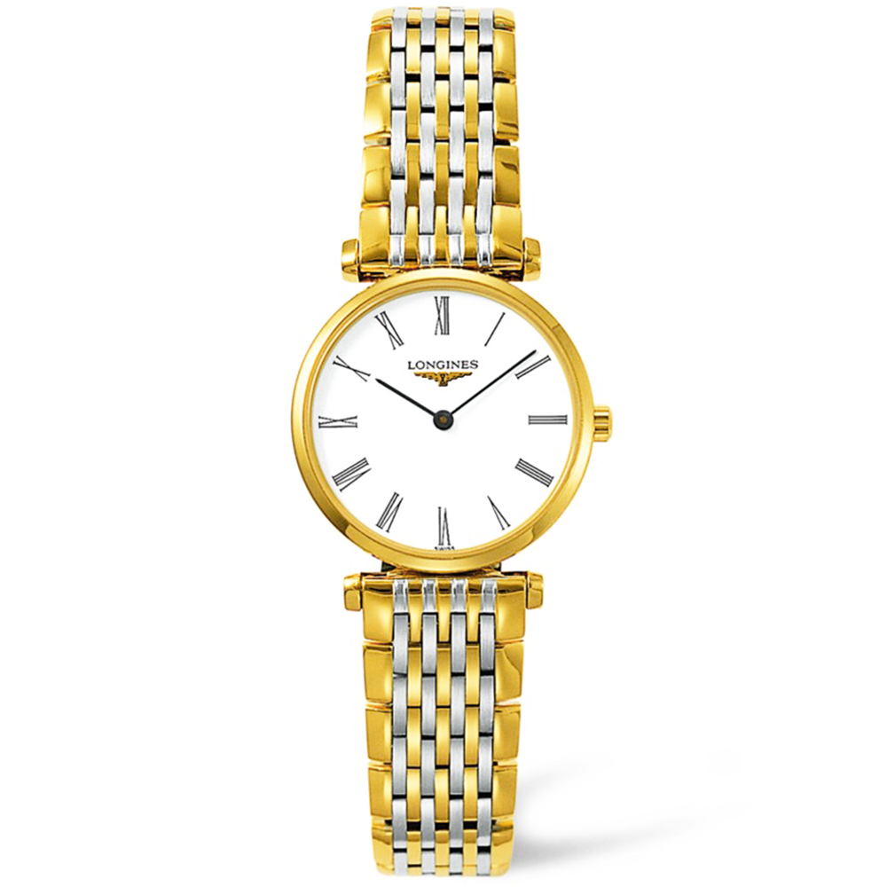 La Grande Classique Steel and Gold PVD White Roman Dial Ladies Bracelet Watch