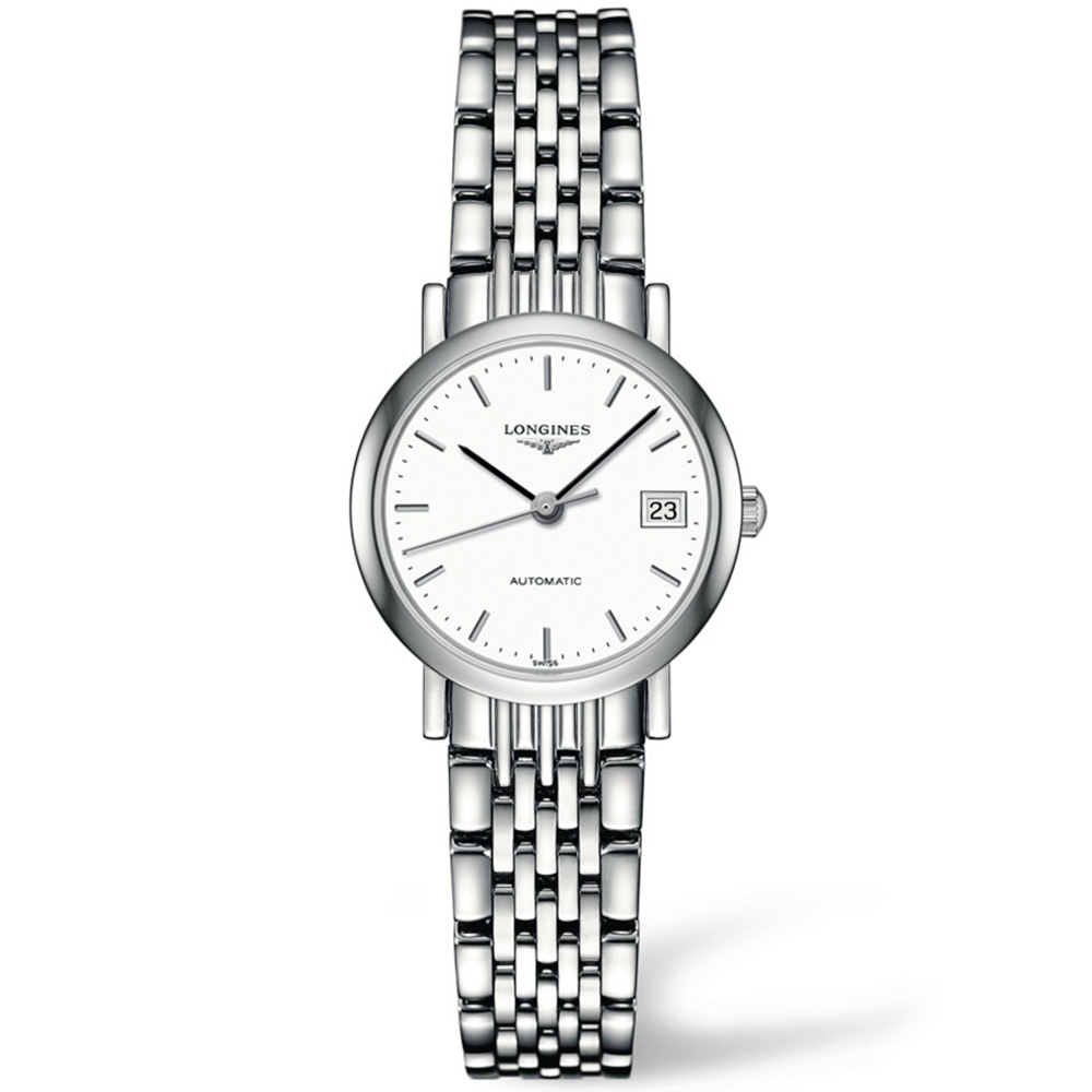 Elegant 25mm White Index Dial Ladies Bracelet Watch