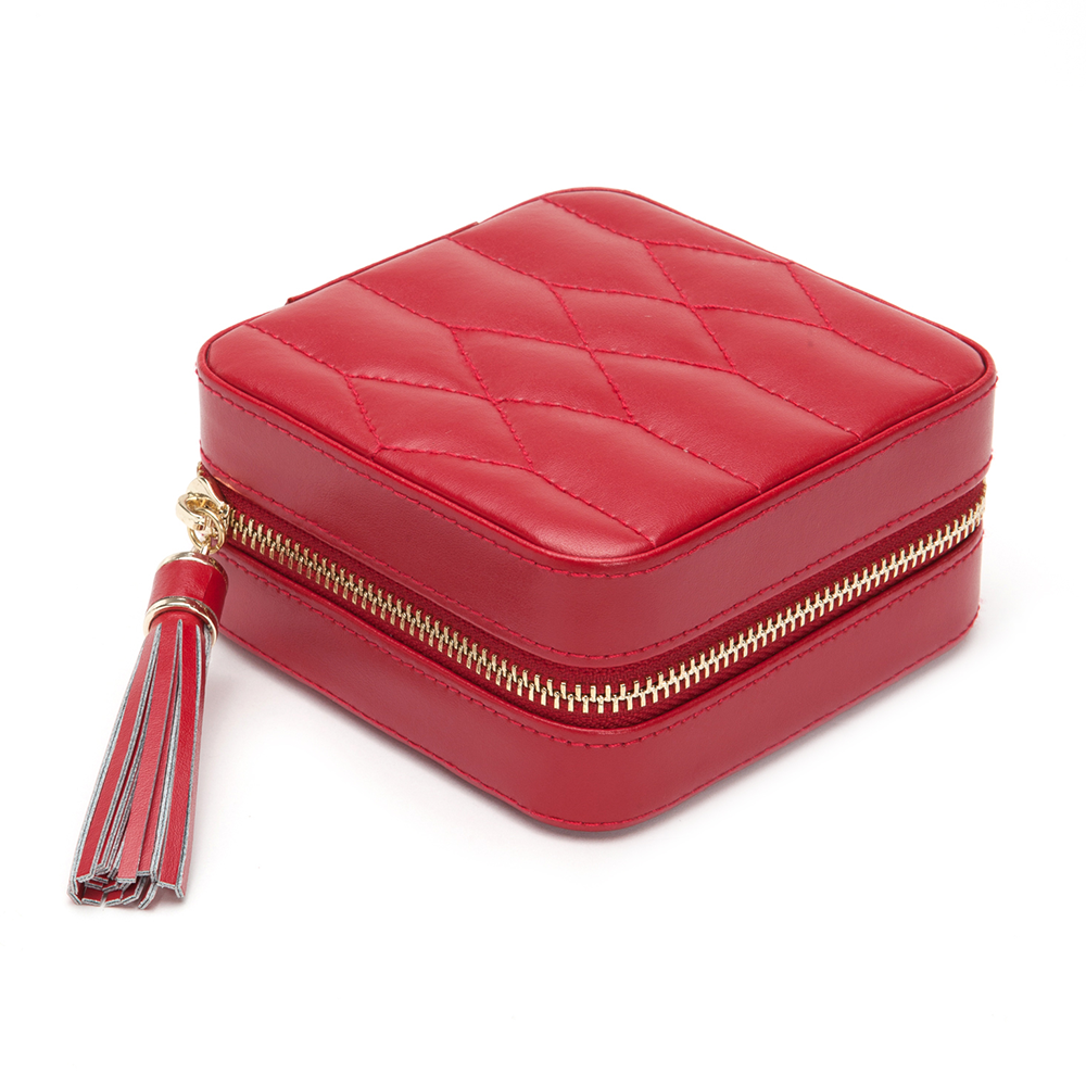 Caroline Red Leather Zip Travel Case