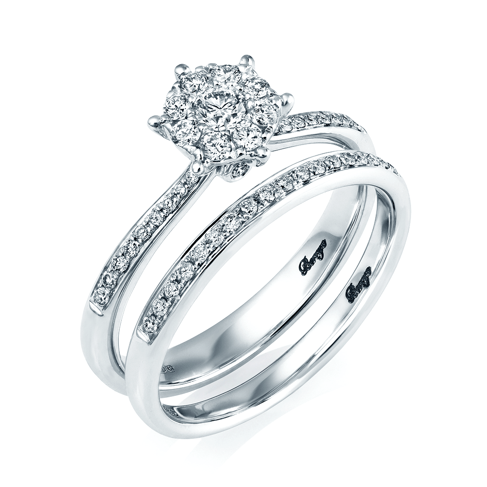 18ct White Gold Diamond Bridal Set Engagement and Wedding Ring