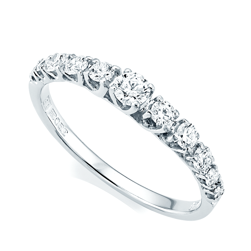 18ct White Gold Claw Set Graduating Diamond Half Eternity Ring