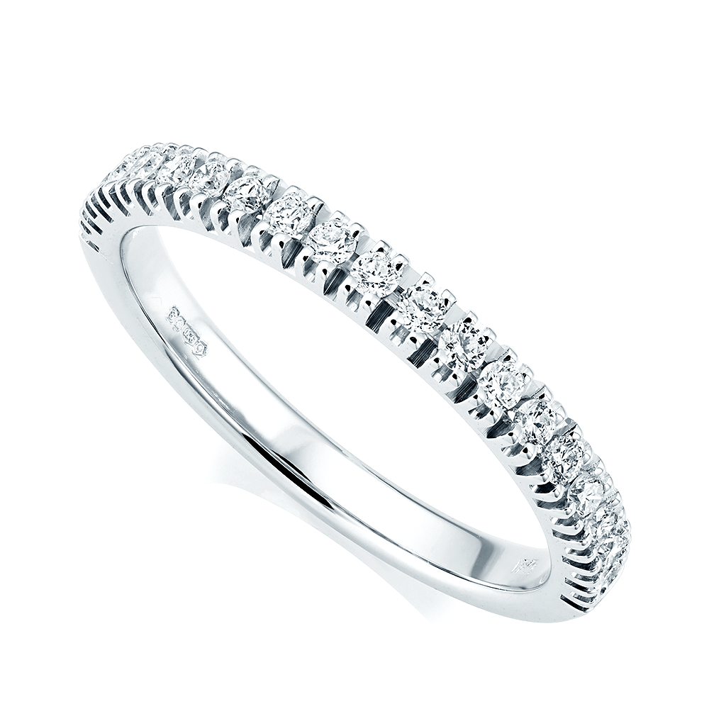 Platinum Brilliant Cut Micro Claw Set Diamond Half Eternity Ring