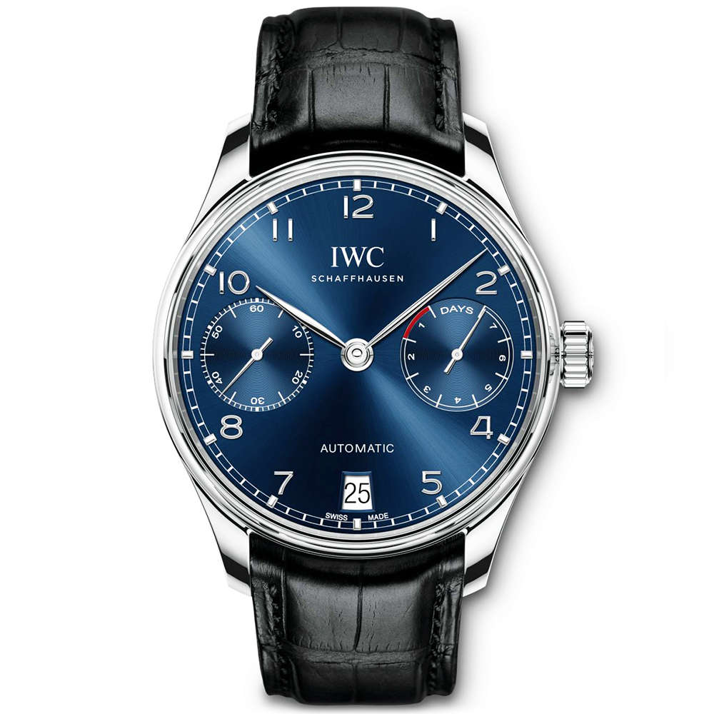 Portugieser 42mm Blue Dial Men's Automatic Leather Strap Watch