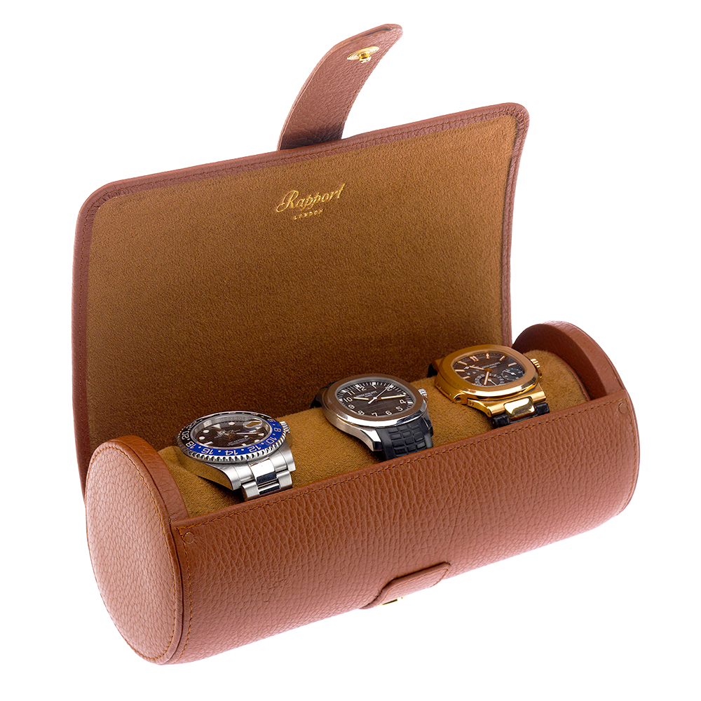Brown Leather Luxury Multi-Watch Roll