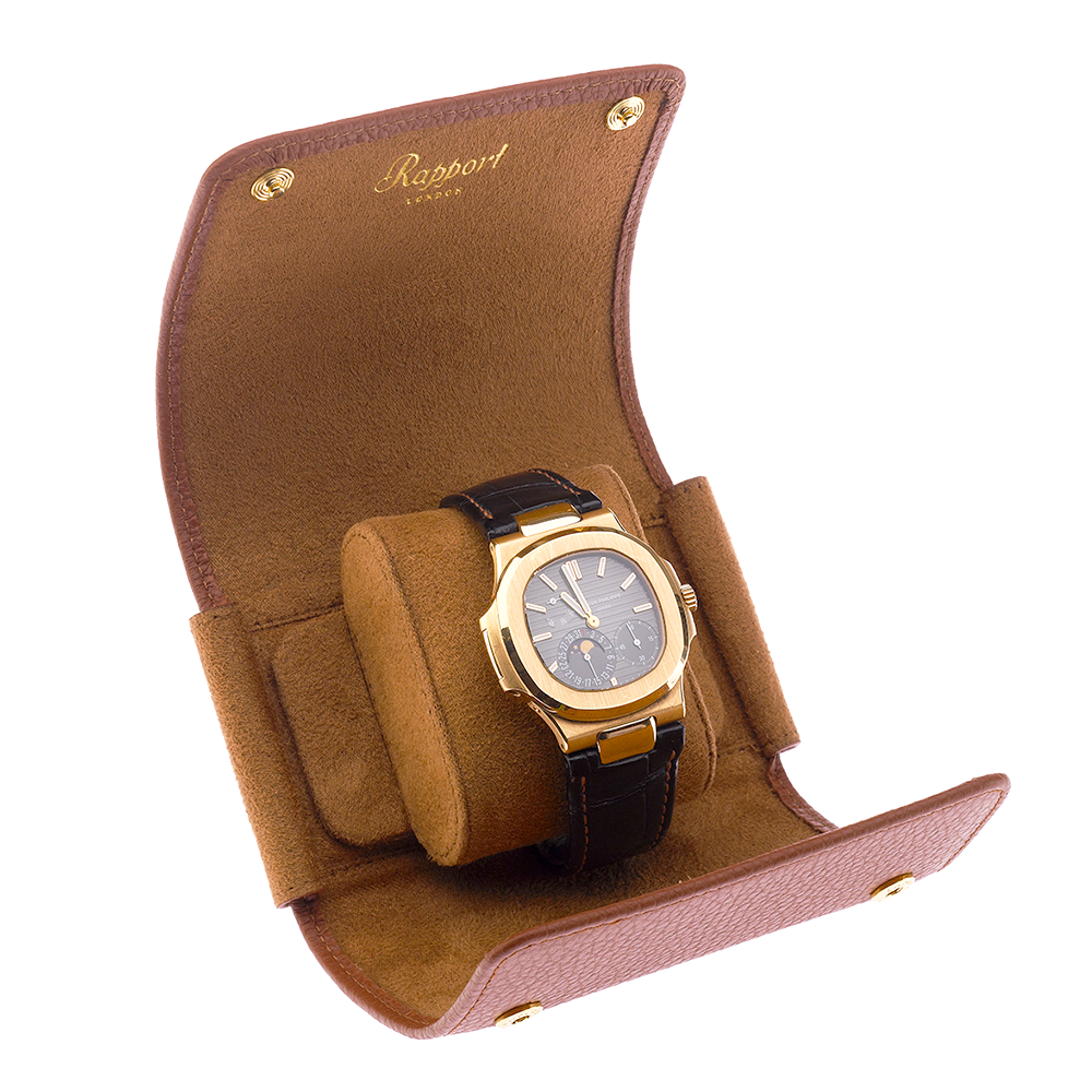 Brown Leather Luxury Single-Watch Roll