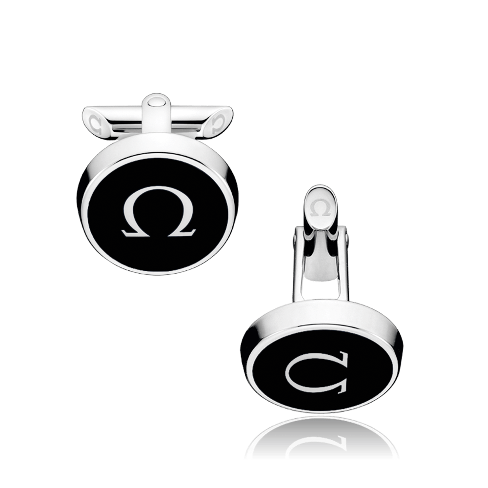 mania Stainless Steel & Black Lacquer Cufflinks