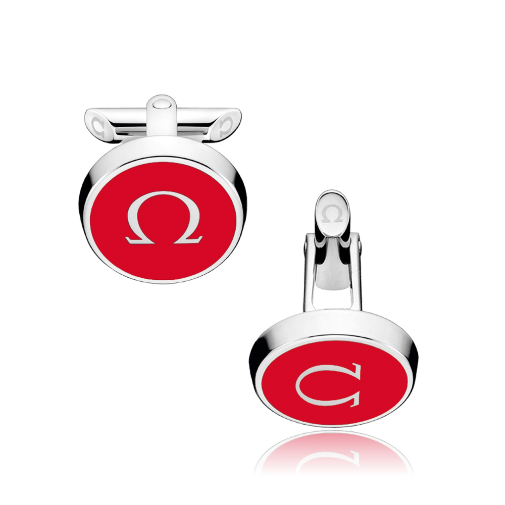 mania Stainless Steel & Red Lacquer Cufflinks