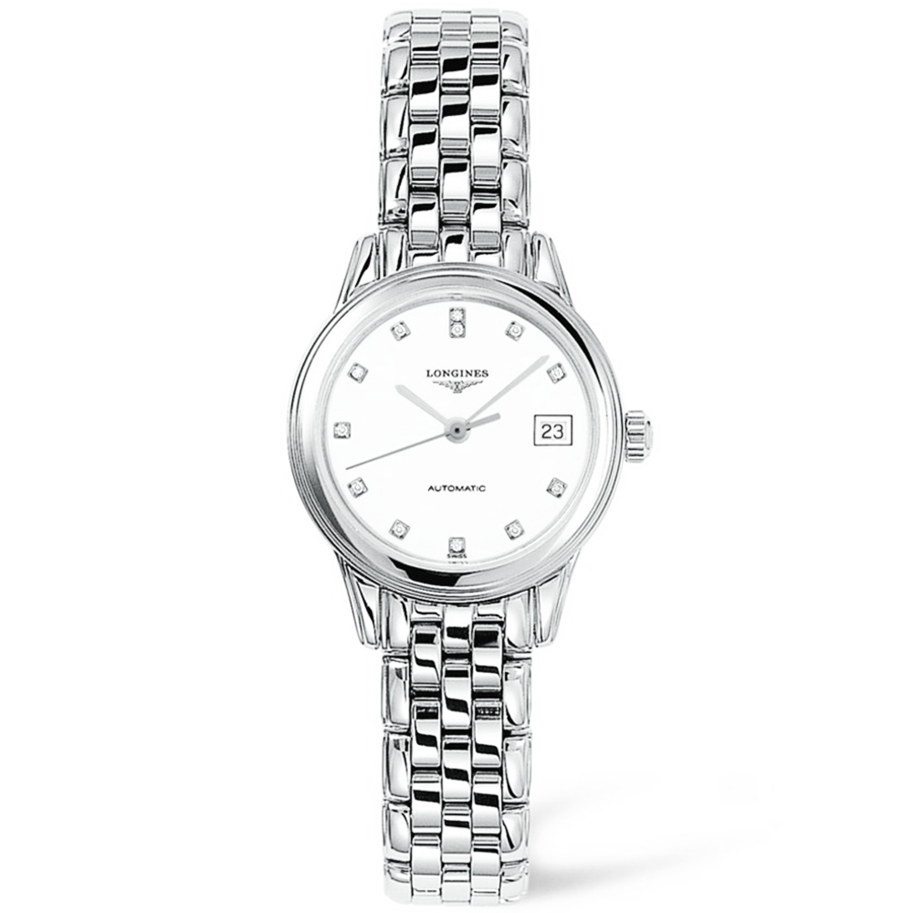Flagship Automatic Steel White Diamond Dial Ladies Watch