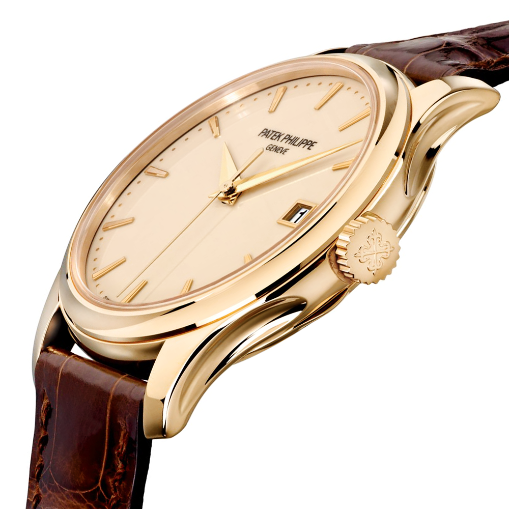 Calatrava 18ct Yellow Gold Ivory Dial Men's Automatic Leather Strap Watch