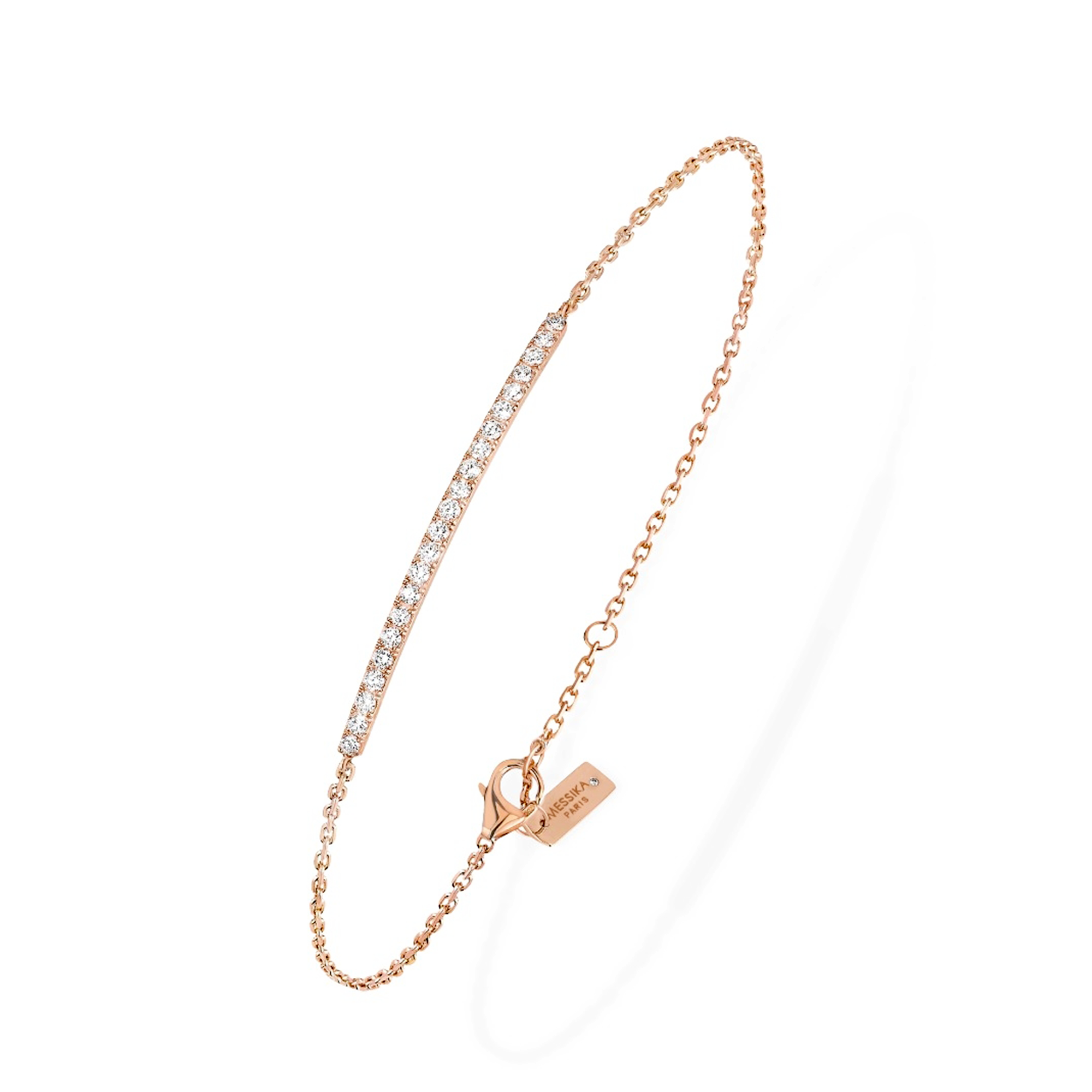 18ct Pink Gold Gatsby Pave Set Diamond Bar Bracelet
