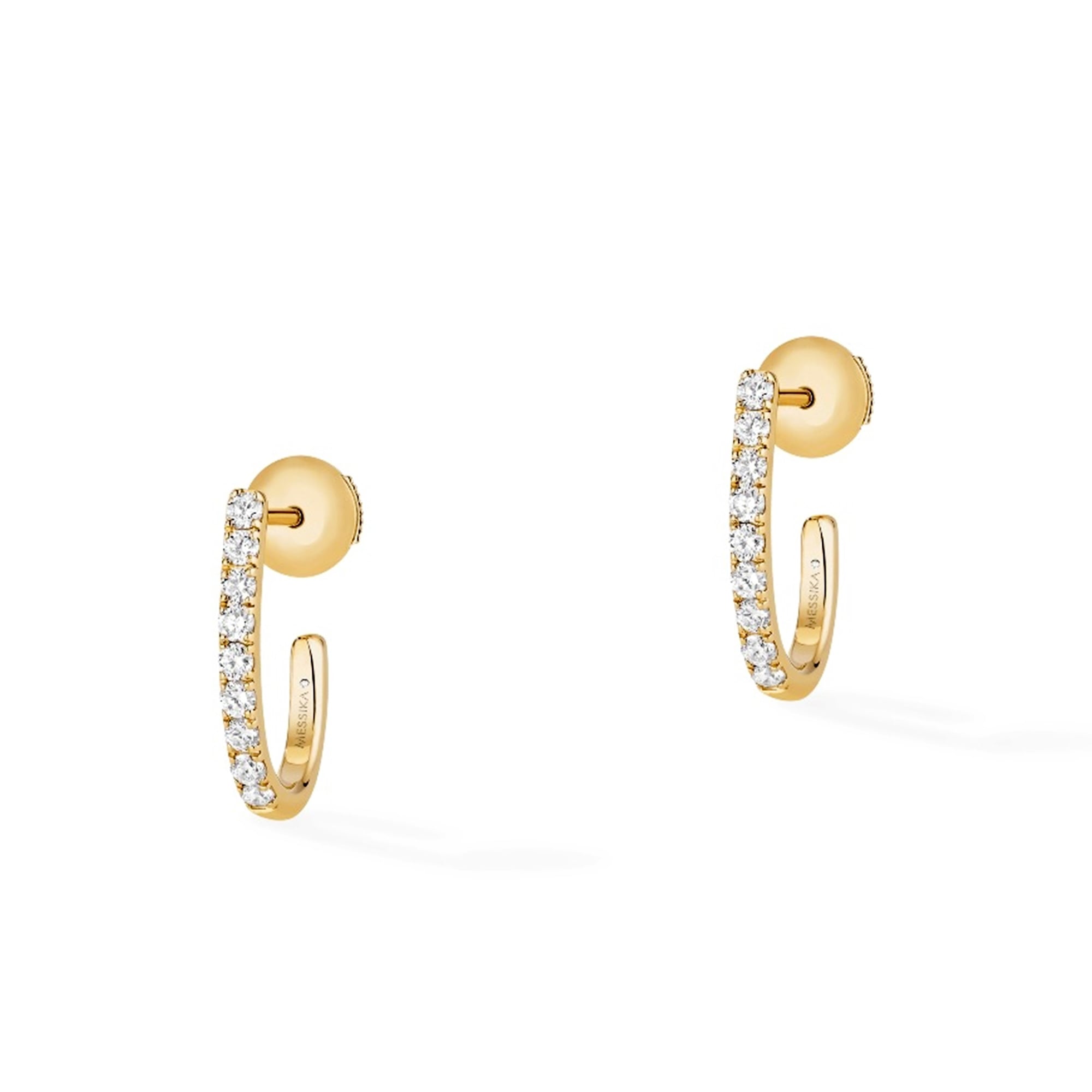 18ct Yellow Gold Gatsby Pave Set Diamond Huggie Style Hoop Earrings