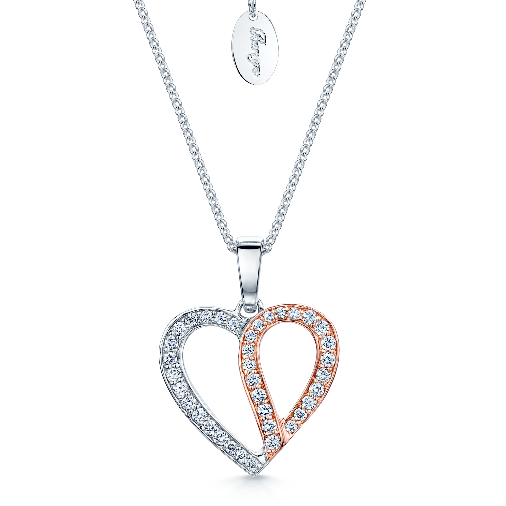 18ct White & Rose Gold Diamond Heart Pendant