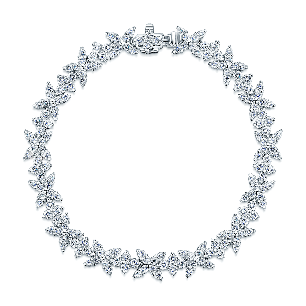 18ct White Gold Diamond Snowflake Design Bracelet
